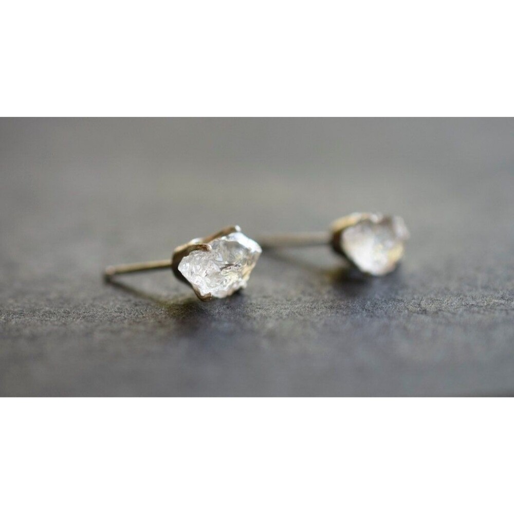 Lake County diamond earrings, 925 sterling silver, raw gemstones